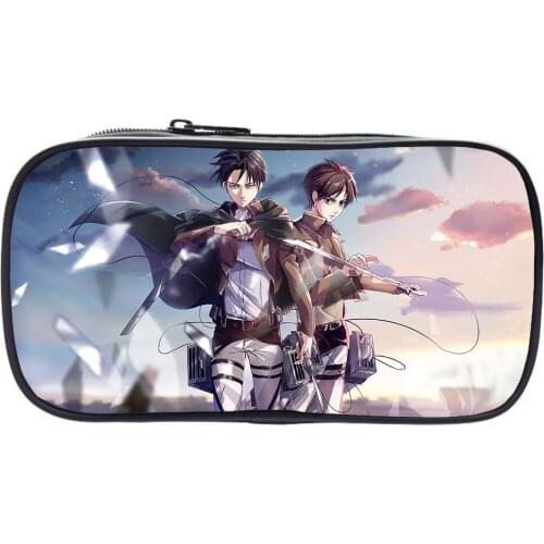 Attack On Titan Pencil Case Anime Printing Pen Bag Girls Makeup Bags Boys Stationery Storage Bags High Quality Kids Pencil Bag