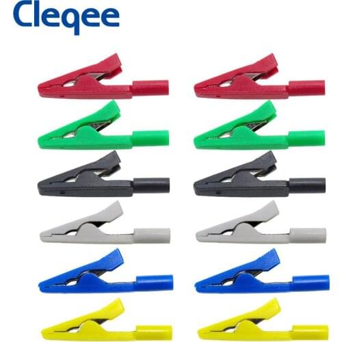 Cleqee P2009 6Colors Full Insulated Crocodile Clip connect 2mm Banana Female Adapter Test Probe Safety Mini Alligator Clip