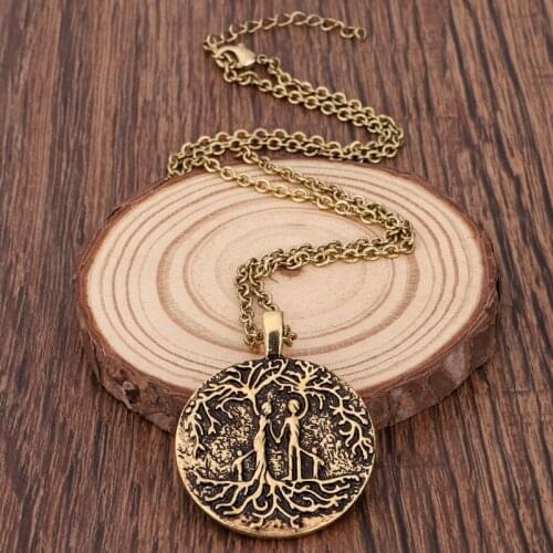 Double Side Carve Parents & Several Children Family Tree of Life Necklace Coin Pendant Mom Dad Kids Mothers Day Fathers Day Gift