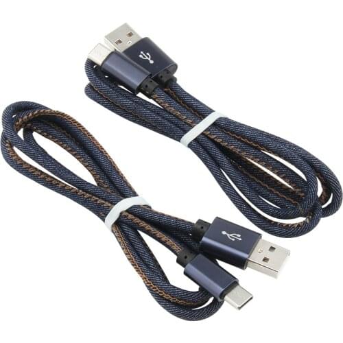 Denim USB Cable for iPhone 12 11 Pro Max XS XR X 8 7 6 Plus Samsung Xiaomi Fast Charging Cables Mobile Phone Charger Sync Cord