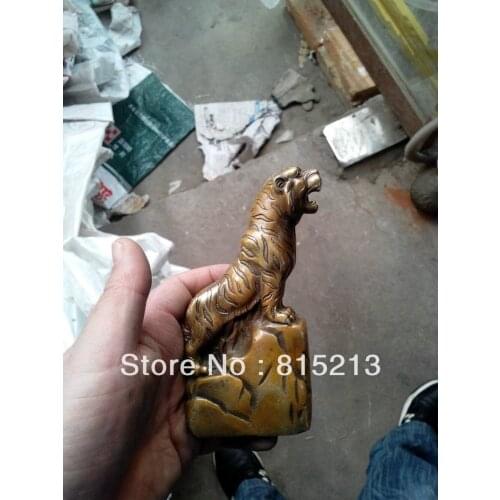 Bi00544 CHINESE HANDWORK CARVING Bronze Tiger statue