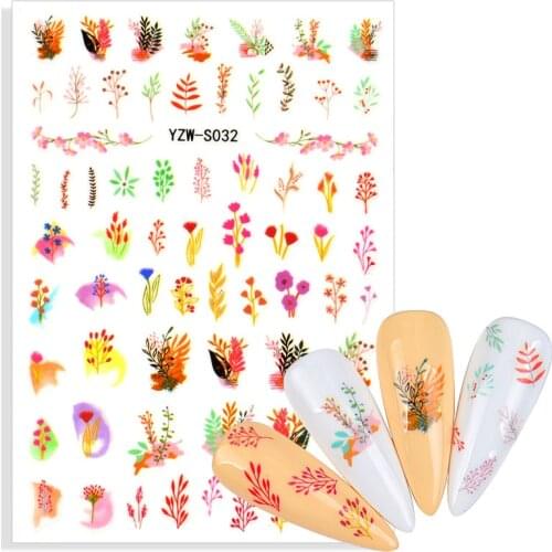 1pcs Flower Series Nail Water Decal Stickers Sakura Daisy Lavender Floral Pattern Transfer Sticker Manicure Nail Art Decoration