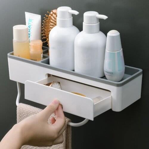 Bathroom Organizer Self-Adhesive Towel Racks Holder Hanging Hook No Drilling Kitchen Convenience Storage Accessories Home Decor
