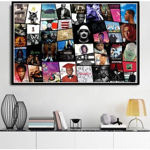Poster Prints Rap Music Star NWA BIG J Cole Drake Collage Hip Hop Albums Painting Art Wall Pictures For Living Room Home Decor
