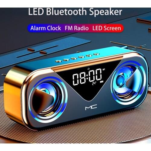 Portable Wireless Bluetooth Speaker Alarm Clock Soundbar LED AUX Computer Speakers TF USB Music Boombox FM Radio Subwoofer Sonos
