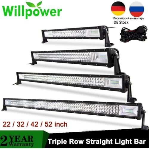 22 32 42 50 52'' Inch Straight Led Light Bar COMBO 3 Rows Offroad Work light Car Truck Tractor 4x4 SUV ATV UTV Boat 12V 24V