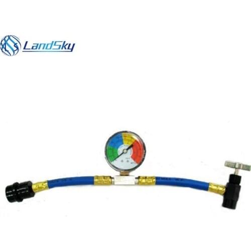 R134a recharge hose with gauge DIY automotive air conditioning refrigerant supplement plus fluoride tube 1/2ACME thread