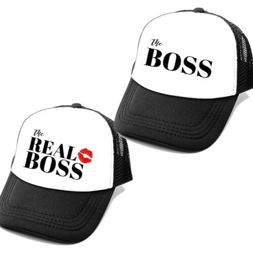 The Boss The Real Boss Mr Mrs Couples Caps Valentines Day Engagement Wedding bridal shower Anniversary birthday Present Gift
