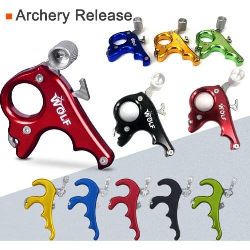 WOLF Archery Release Aids Aluminum Alloy 3 Finger Thumb Handle Grip Caliper Dispenser or C2 Release Aids 4 Finger Compound Bow