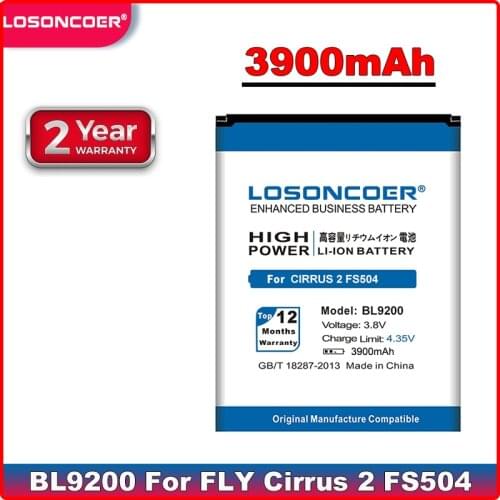 LOSONCOER BL9200 3900mAh High Quality Phone Battery For FLY Cirrus 2 FS504 Battery