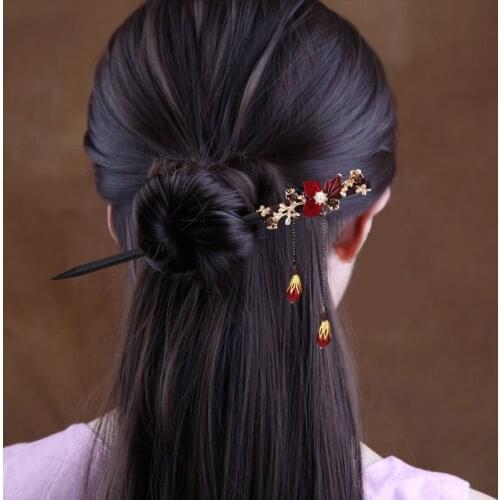 National Style Wooden Hairpin Tassel Gem Womens Hairpin Retro Palace Hair Pin Charm Womens Jewelry Hair Accessories