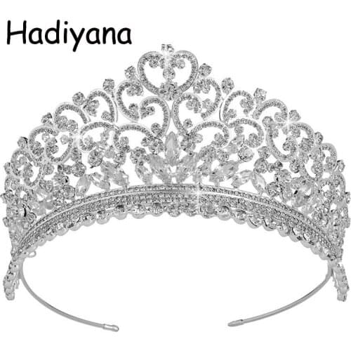 Hadiyana Attractive Women Princess Crown Headband Wholesale CZ Tiara Hair Band Jewelry Crowns Fashion Bridal Accessories HG6005