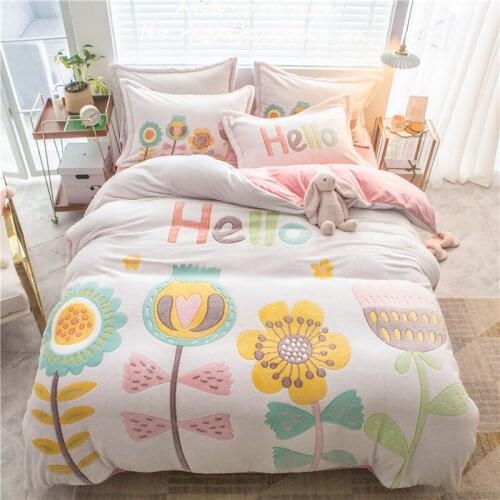 Winter Warm Soft Double Side Plush Duvet Cover Magic Velvet Thick Bed Blanket Cover Funny Cartoon Print Comforter Quilt Cover