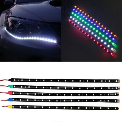 10pcs 15SMD Car Flexible LED Strip Waterproof 12V 30cm Auto Decorative String Car LED Daytime Running Light Car LED Strips