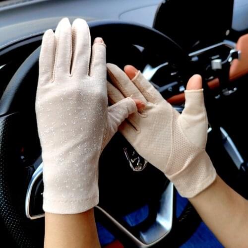 2021 New Summer Ladies Gloves Outdoor Driving Gloves Non-slip Riding UV Half-finger Sunscreen Fingerless Cotton Gloves