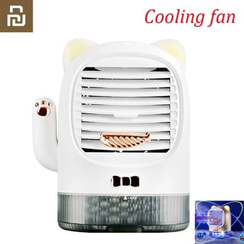 2021 Youpin Mini Air Conditioner Portable Table Lucky Cat Water Cooling Fan with Aroma Night Light 3 Speeds for Home Office