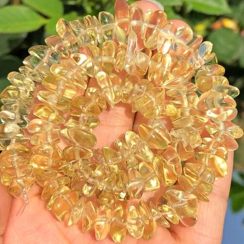 8-12mm Natural Chips Yellow Citrines Crystal Stone Flat Irregular Spacer Beads For Jewelry Making Beadwork DIY Bracelet Necklace