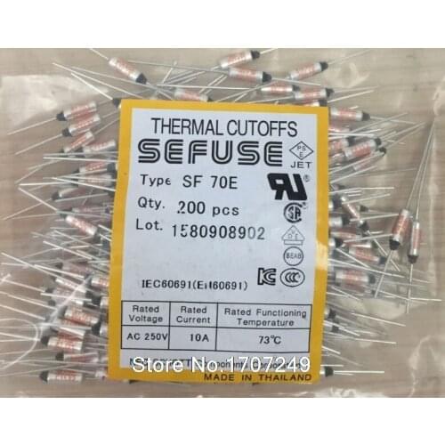 Free Shipping 50PCS/lot NEW SF70E SEFUSE Cutoffs Thermal Fuse 73C 73 Degree 10A 250V Metal fuse