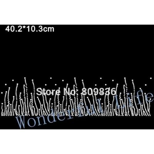 Free Shipping Shining aquatic plants design hot fix rhinestone Heat transfer design