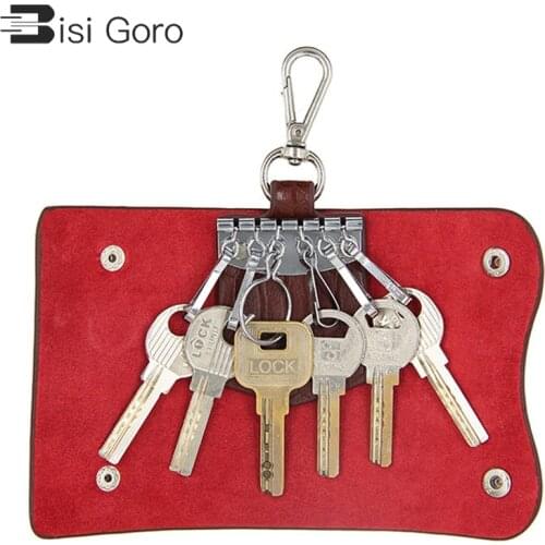 BISI GORO snake pattern car women men key case leather haspr Key case holder 2020 fashion hot sale solid organizer bag pocket