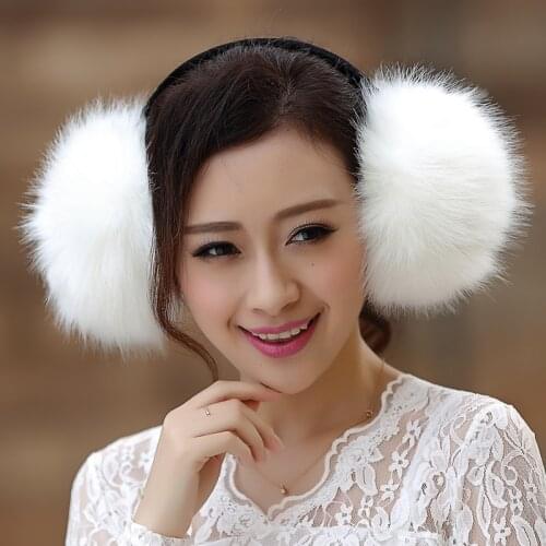 Large faux fox fur earmuff unisex men women lovers winter earmuffs fluffy eye warm protection earmuffs imitation fur earmuff