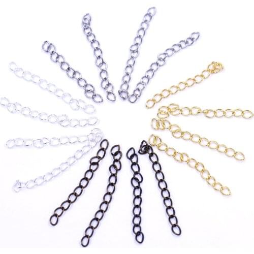 Extension Bulk Chains Tail Extender Extended Alloy Gold Silver Bronze Color For Bracelet Jewelry DIY Findings 50mm