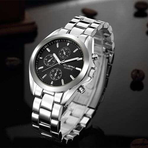 CUENA Best Sell Watch Men Fashion Business About Men Stainless Steel Band Machinery Sport Quartz WristWatch relogio masculino