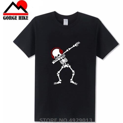 Skelton Dab Dabben Headphones Music heavy death metal rock N roll hardstyle black Funny Skull T Shirts Kids T-Shirt Punk Shirts
