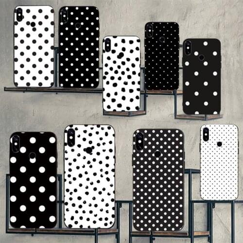 Black And White Polka Dot pattern Phone Case For Xiaomi Redmi note 7 8 9 t k30 max3 9 s 10 pro lite Luxury brand shell