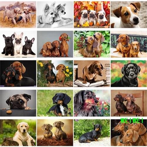 Diy 5D Diamond Painting Dog Diamond Embroidery Cute Dachshund Dogs Animal Mosaic Cross Stitch Full Round Drill Home Decor Gift