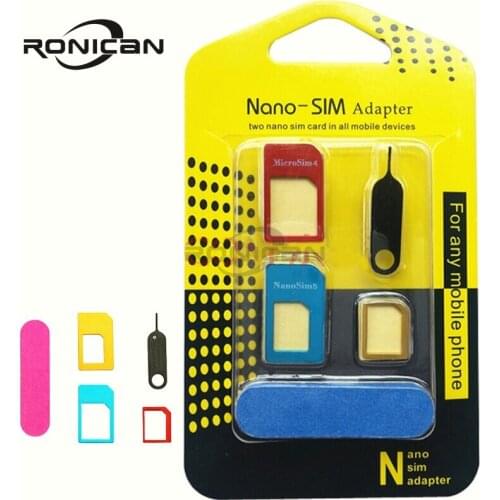 For iPhone 4/4S 6 6s 7 8 Plus for NANO SIM Card Transformation For iPhone 5/5S/5C 5 In 1 for NANO SIM Adapter With Card Pin