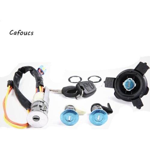 For Peugeot 206 207 Citroen C2 Whole Car Ignition Fuel Tank Door Core Key Lock Kit With Remote Control Chip