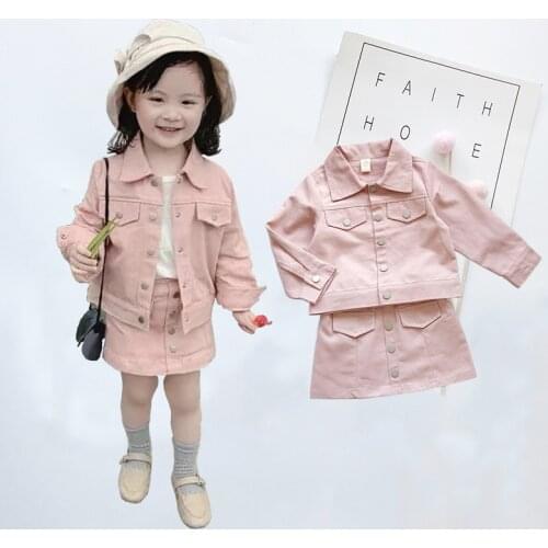 2019 Brand New Arrival Autumn Girls T-shirt + Skirt 2pcs Clothing Dot Bow Big Girls Clothes Sets