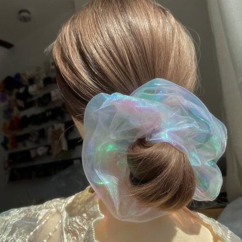 New fashion Large fantasy shiny cloth Boutique large intestine Ponytail Elastic Hair Bands For Women Girls Hair Accessories
