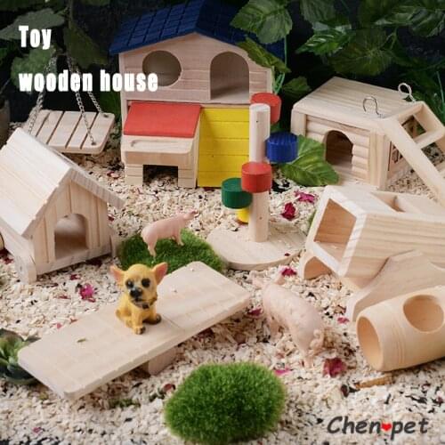 1pc Pet Hamster Natural Wooden Chewing Toys Chinchilla Cage Accessories Rabbit Toys Wooden Exercise guinea pig accessories