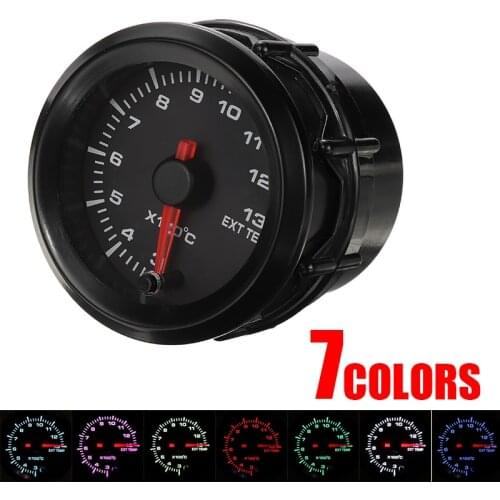 1pc 52mm 7 Color LED Smoke Face Car Exhaust Gas Temp Gauge Ext Temp Meter With EGT Sensor