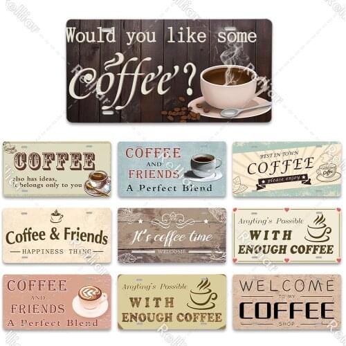 Coffee And Friends Plate Coffee Home Bookstore Decor Plaque Leisure Environment Art Painting Poster Wall Gate Metal Tin Sign