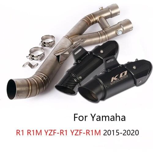 Slip-on Exhaust Set for Yamaha R1/R1M YZF-R1/R1M 2015-2020 Motorcycle Mid Tube 61mm Exhaust Muffler Pipe with DB Killer Escapes