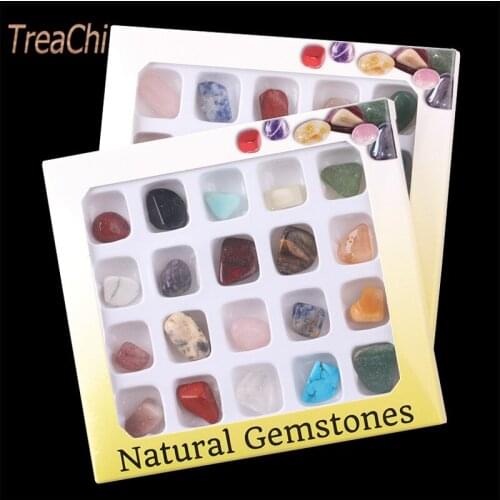 Crystal Gemstone Ore Fossil Set Ornament Natural Stone Craft Polished Healing Natural Crystal Stone Art Decoration 20pcs