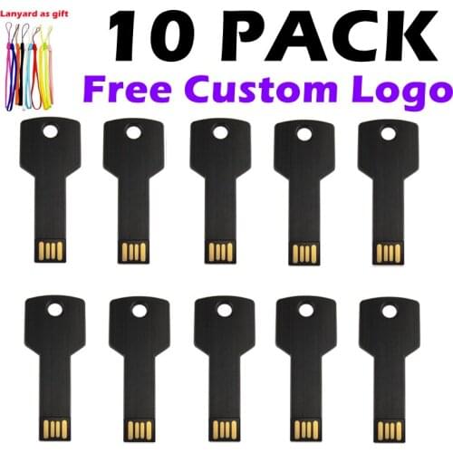 Key Metal USB 2.0 Customize Logo Pendrive USB Flash Drive Memoria Stick Clef USB 4GB 16GB 8GB 32GB 64GB(over 10pcs Free Logo)
