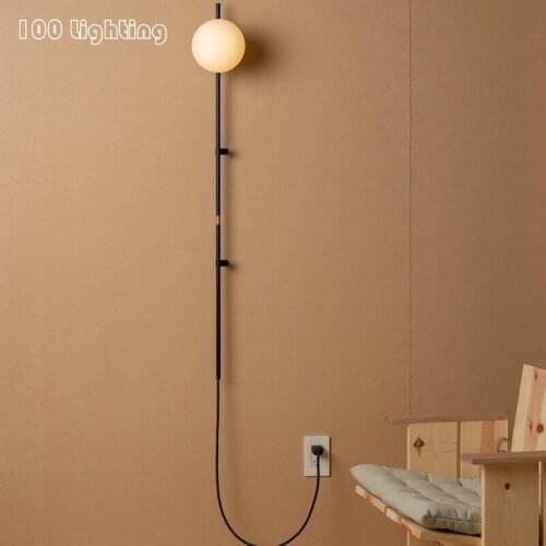 Minimalist Bedside Wall Lights White Glass G9 Bedroom Office Livingroom Wall Sconce Painted Metal Plug 90-260V