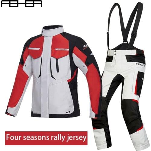 Motorcycle suit for men& women four seasons universal waterproof and non-slip, FB-15, balck green/redblue/whiteblack