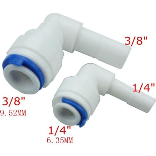 1/4" 3/8" OD Quick Connection Elbow Connector RO Water Reverse Osmosis Aquarium System Connector Fitting