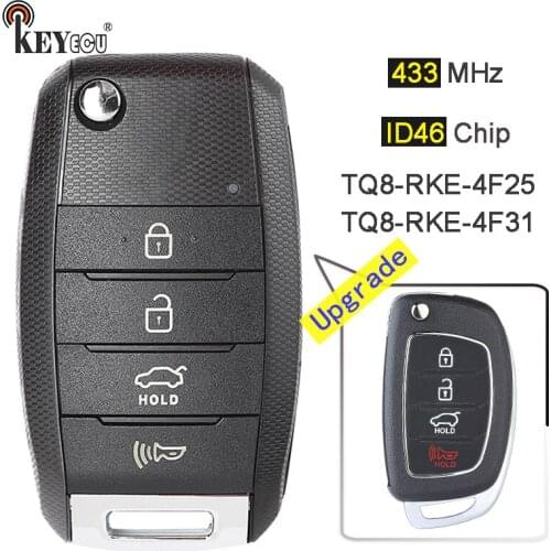 KEYECU 433MHz ID46 TQ8-RKE-4F25 TQ8-RKE-4F31, 95430-D3010 95430-2W110 Upgraded Flip Remote Key Fob for Hyundai Santa Fe Tuscon
