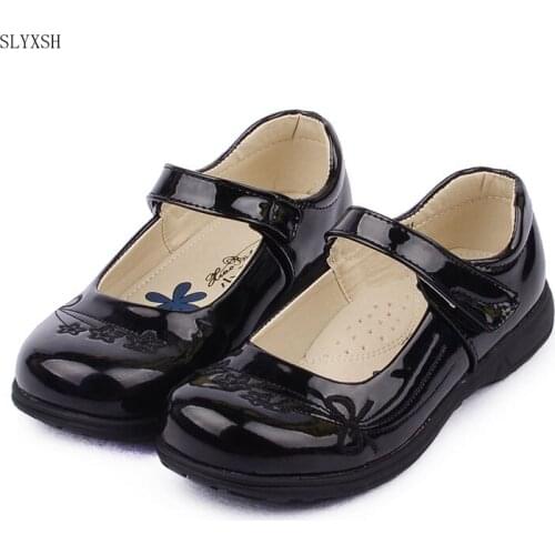 SLYXSH Girls student shoes matte uniform shoes Campus shoes show matte black gloss artificial PU girls princess shoes