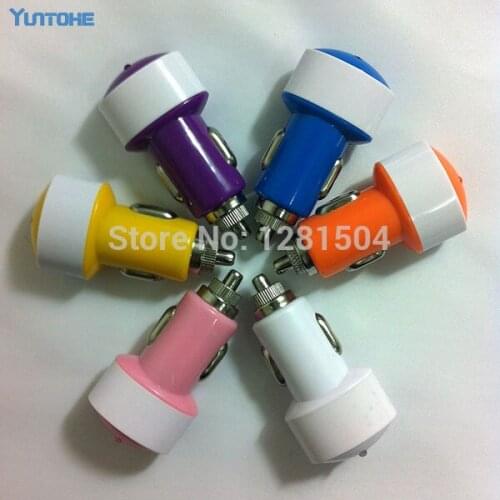 Wholesale USB Car Charger for Iphone 4 5 Full 5V 2.1A Colorful Universal Mini Charging Adapter Single Port Charger High Quality