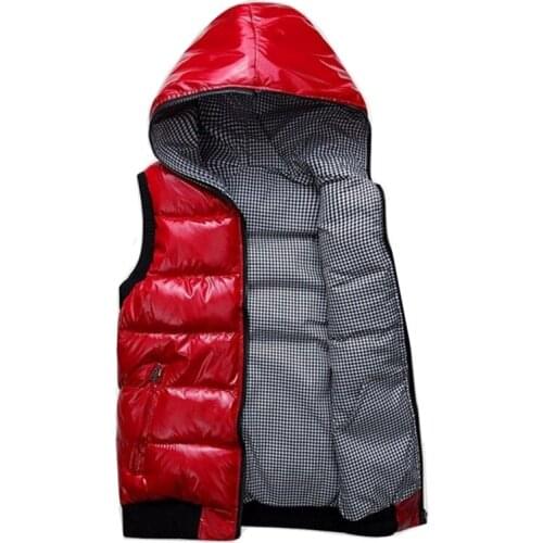Autumn Winter Hooded Thick Warm Sleeveless Jacket Glossy Cotton Vest Tops Women Plus Size Slim Waistcoat Warm Women Outerwear