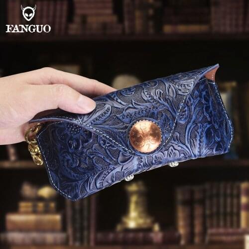 Portable Sunglasses Bag Genuine Leather Eyeglasses Holder Box Soft Storage Glasses Case Cover Vintage Cowhide Eye Glasses Pouch