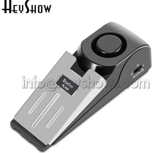 Portable Mini Wireless Vibration Triggered Home Door Stop Alarm Wedge Shaped Stopper Alert Security System Block Blocking System