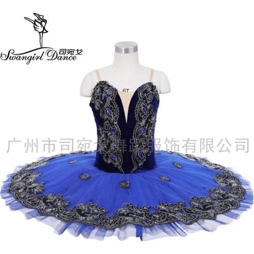 Professional tutu costume Royal blue competition tutu for children girls pancake JY005D
